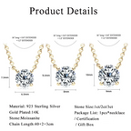 Lnngy 1CT 2CT 3CT Certified Moissanite Pendant