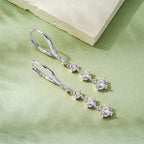 Anziw 42mm Long Dangle D Moissanite Drop Earrings for