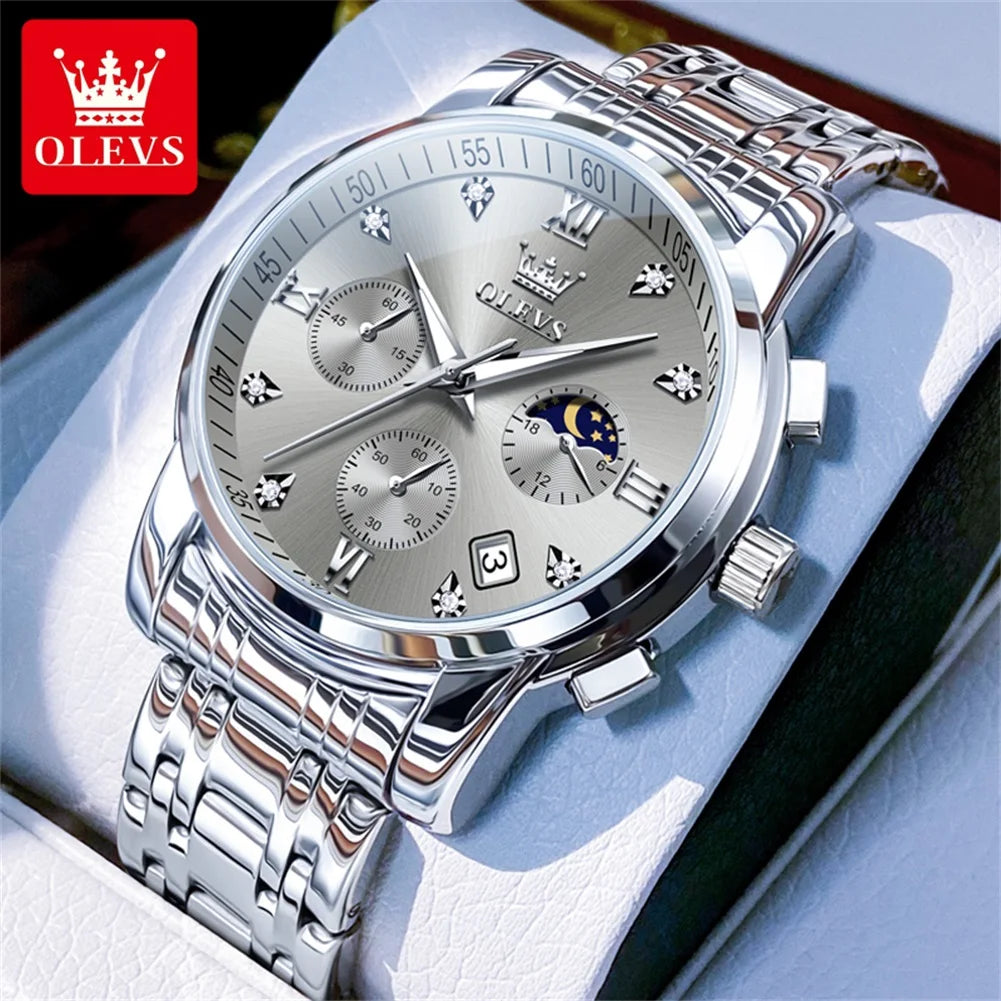Olevs 2858 Men's Watches Stainless Steel Waterproo.