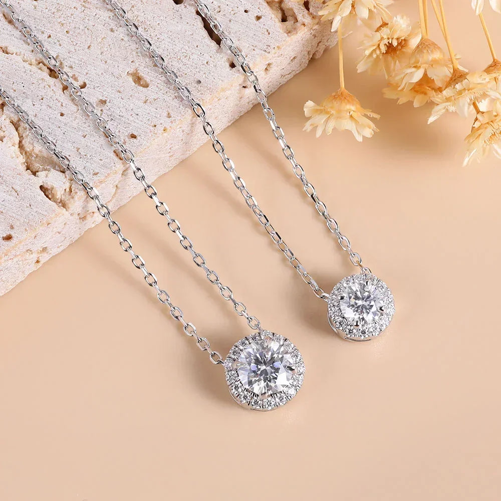 M-JAJA Moissanite Necklace 0.5ct/1ct D Color Round