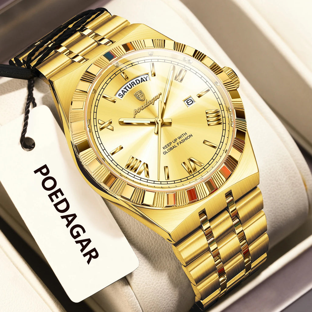 POEDAGAR Luxury Men's Waterproof Quartz Watch