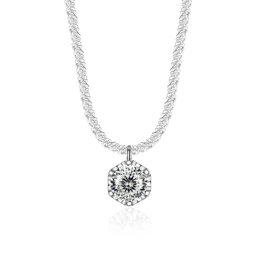 Luxury 1CT GRA Sparkling Moissanite Diamond White - 100 Cut White / 40 plus 5cm / 1ct silver|China Mainland