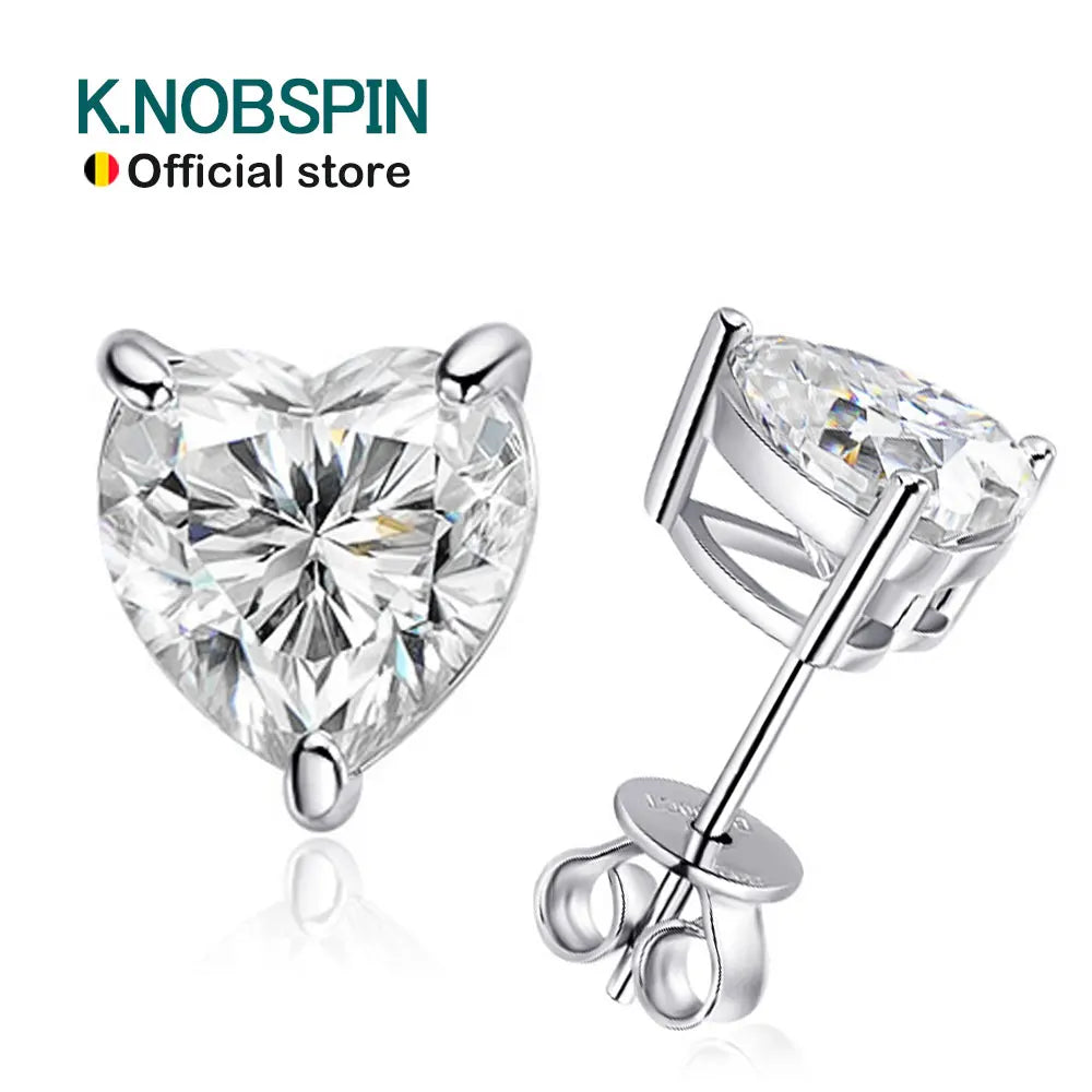 KNOBSPIN D VVS1 Heart Moissanite Earrings