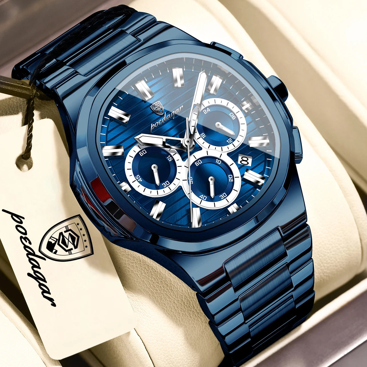 Poedagar Business Male Clock Date Chronograph