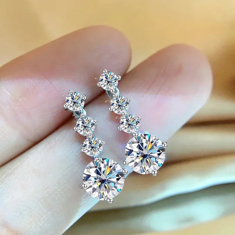 NKHOG S925 Silver Moissanite Drop Earrings For Women