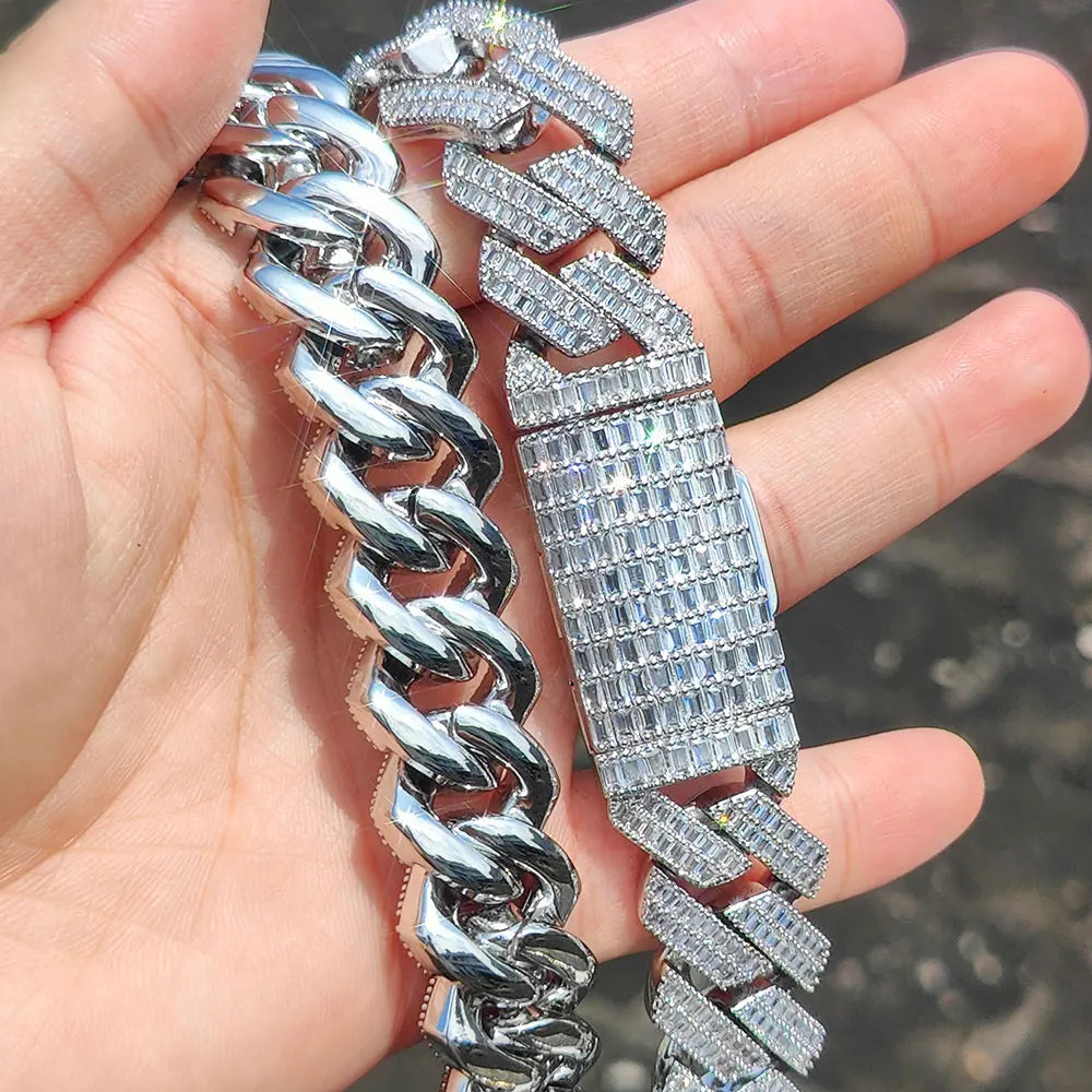 Hip Hop Two Stone 20mm Heavy Choker Necklace 2