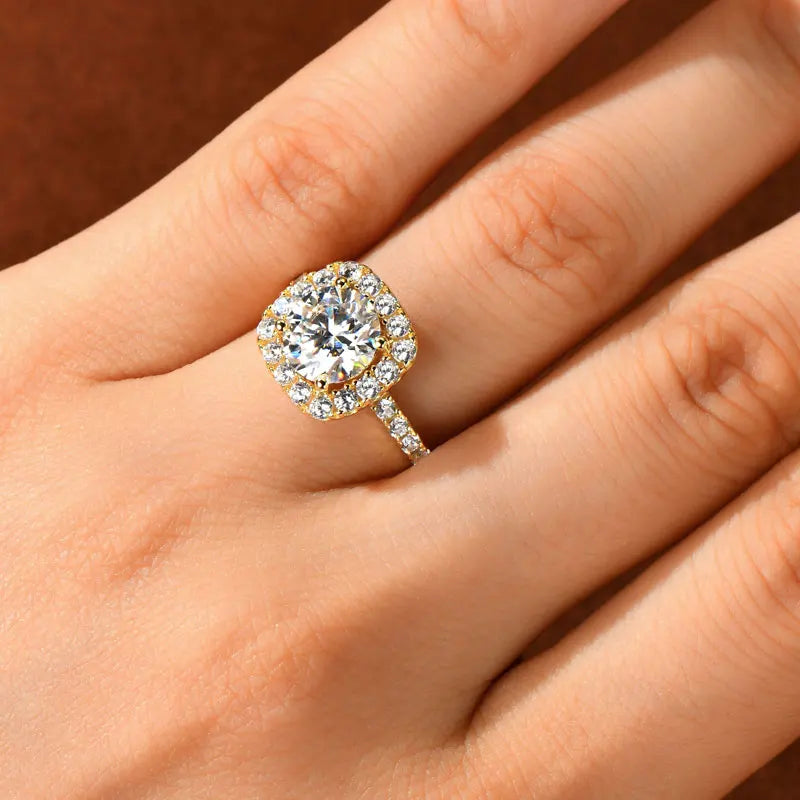 Lnngy 8mm 2ct Moissanite Halo Ring Certified 925