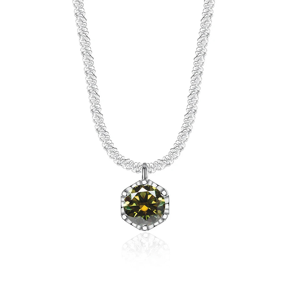 Luxury 1CT GRA Sparkling Moissanite Diamond White - Yellow Green / 40 plus 5cm / 1ct silver|China Mainland