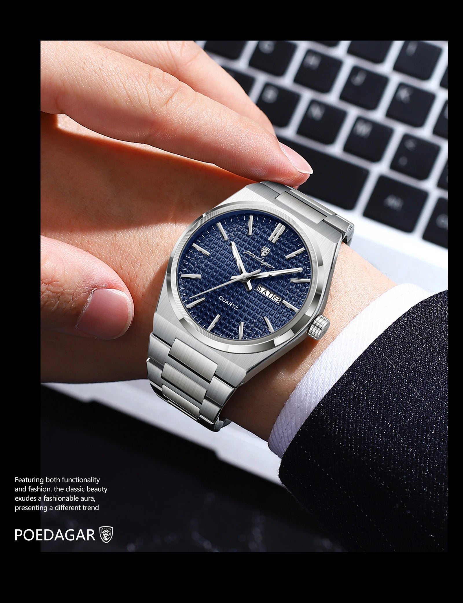 Poedagar Original Luxury Men Clock Waterproof