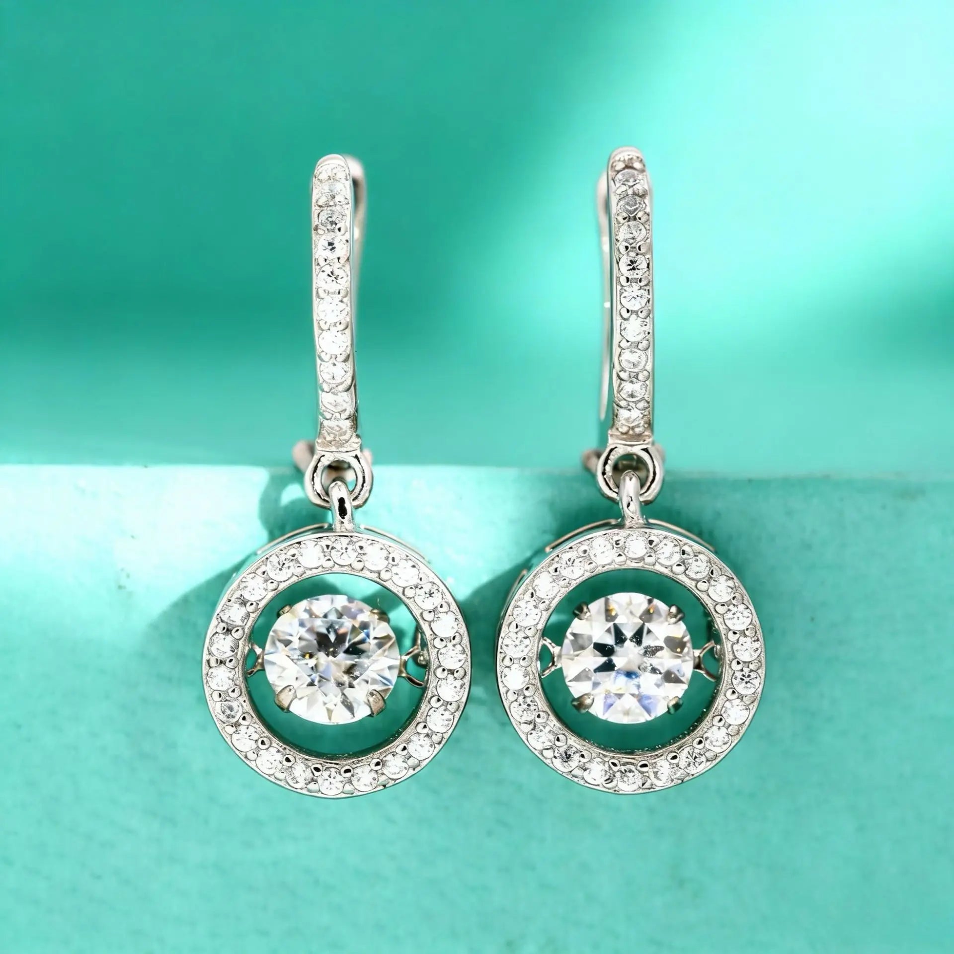 White Gold Plated 0.5/1CT Moissanite Drop Earring for
