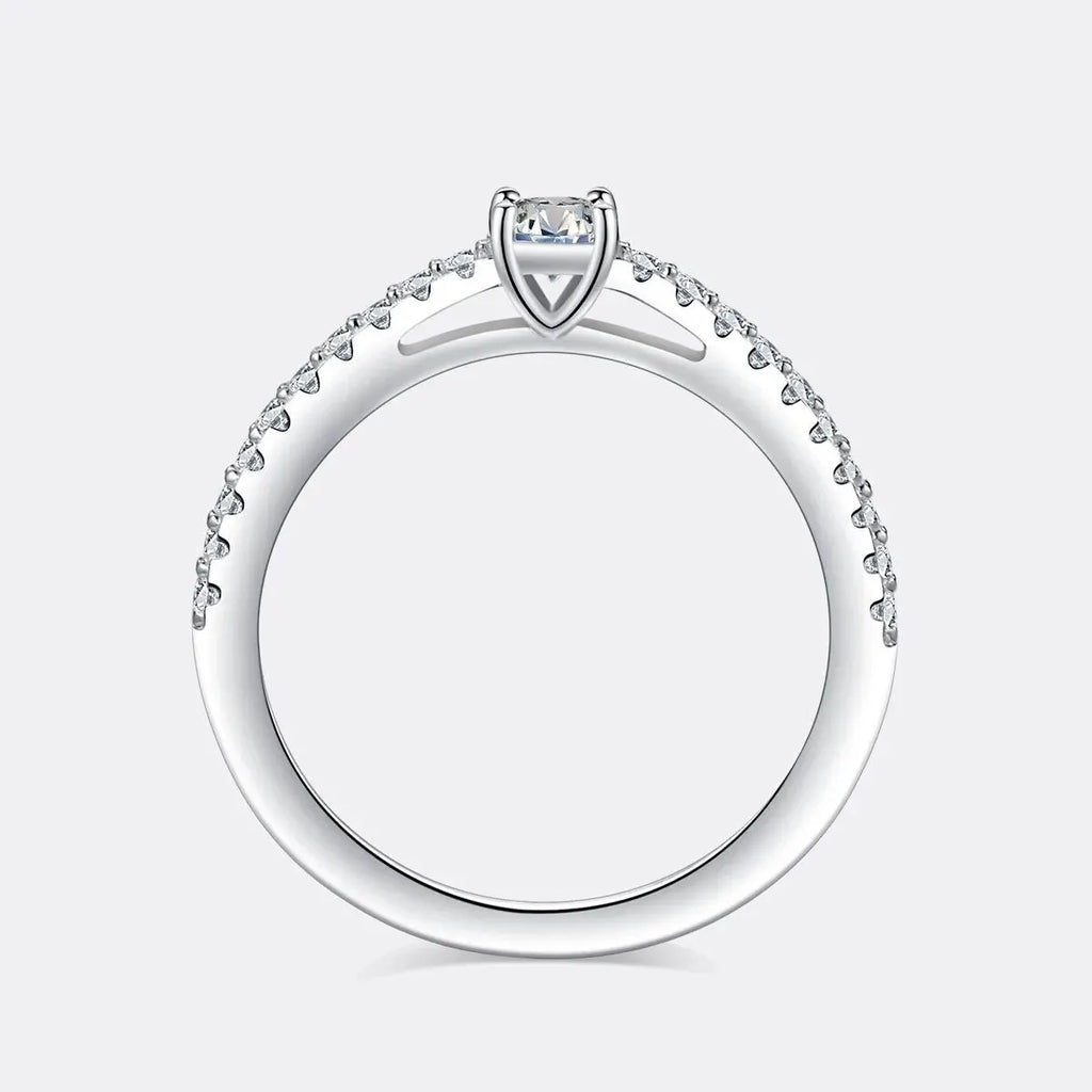 Real 925 Sterling Silver Small Moissnaite Ring For