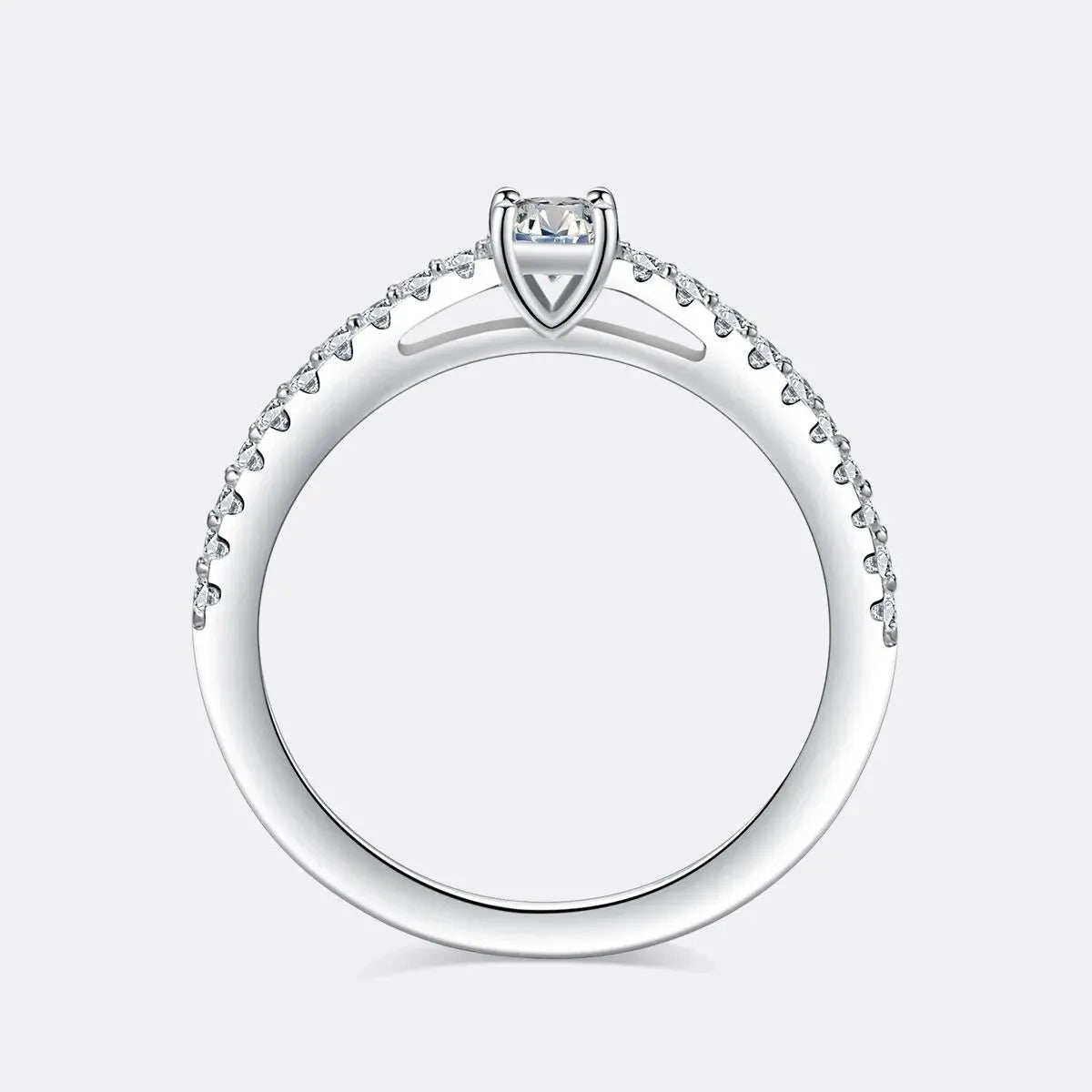 Real 925 Sterling Silver Small Moissnaite Ring For