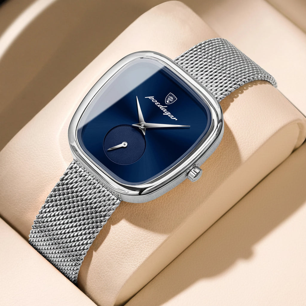 POEDAGAR Luxury Fashion Elegant Ladies Watch - 783 Silver Blue