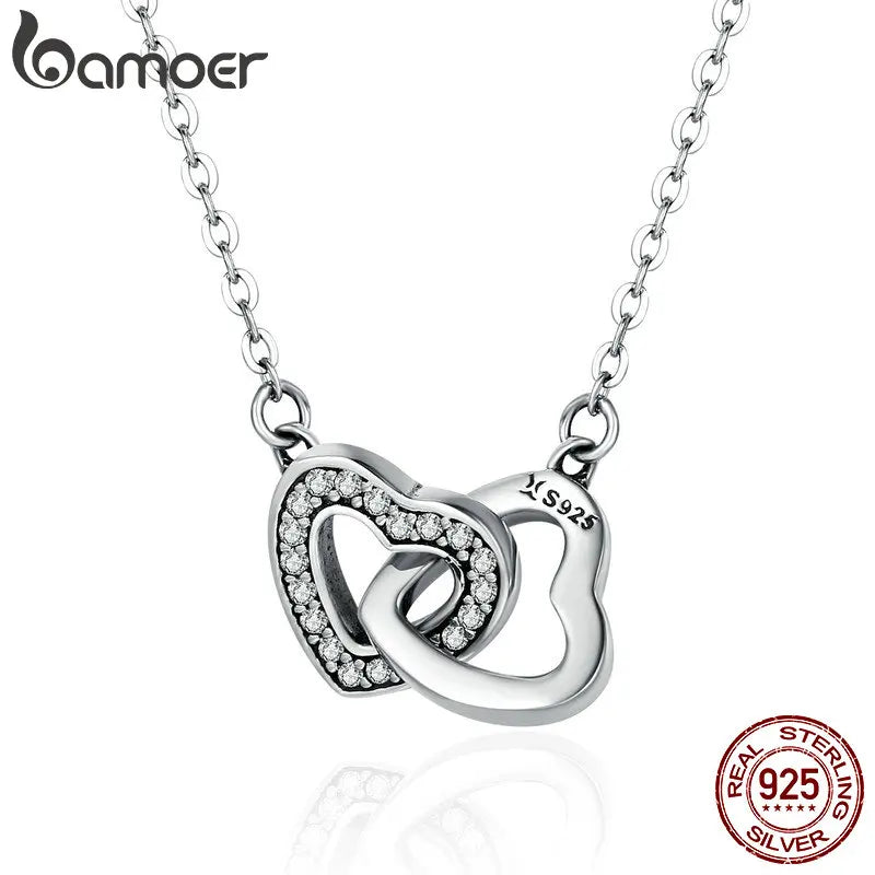 BAMOER 925 Sterling Silver Connected Heart Pendant