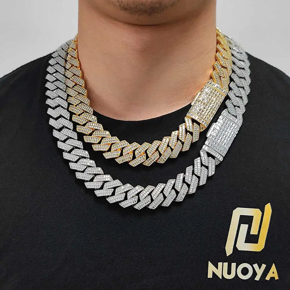 Hip Hop Two Stone 20mm Heavy Choker Necklace 2