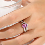 Real 1.5ct Pink Moissanite Wide Ring for Women