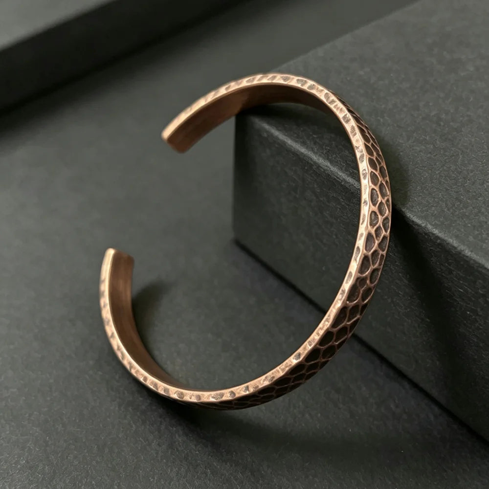 Hammered Solid Copper Metal Bracelet Rustic Vingtage