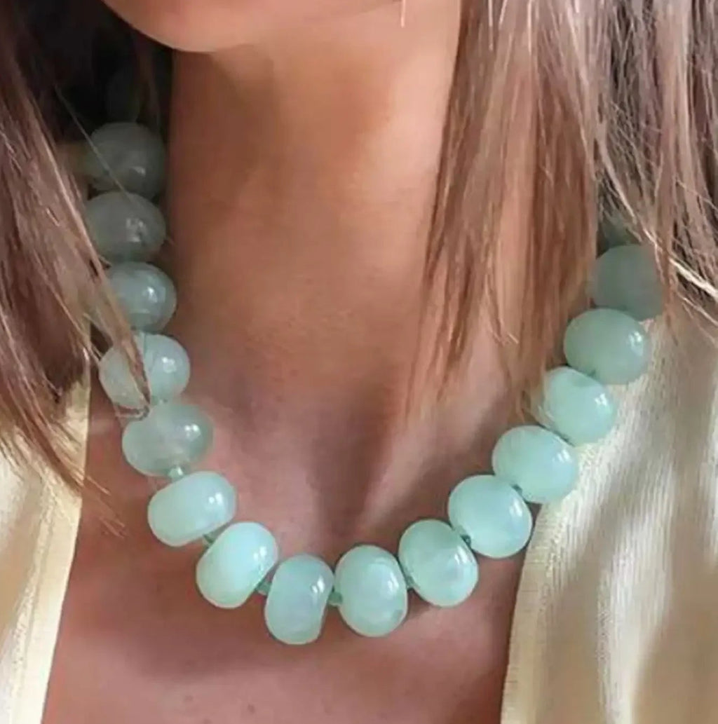 1pc Bohemian Style Casual Dopamine Beaded Necklace, - Mint Green / United States