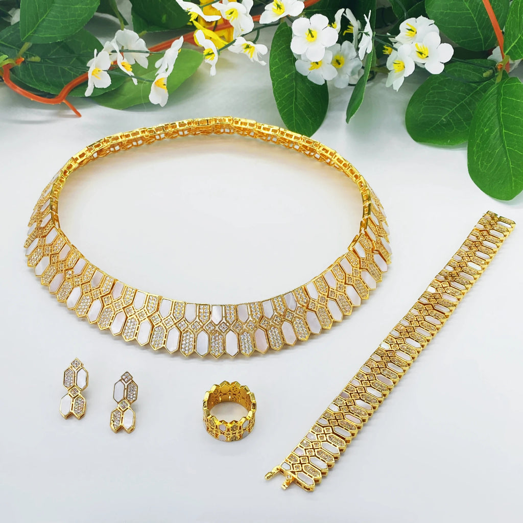 HY hot shell electro plated18K gold women's 4-piec