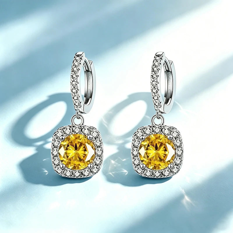 0.5-1 Carat Moissanite Earrings for Women S925 - FBEH Yellow 2pcs / A-Moissanite 0.5ct, FBEH Yellow 2pcs / A-Moissanite 1.0ct