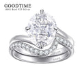 Luxury Ring Set Pure 100% 925 Sterling Silver 5ct