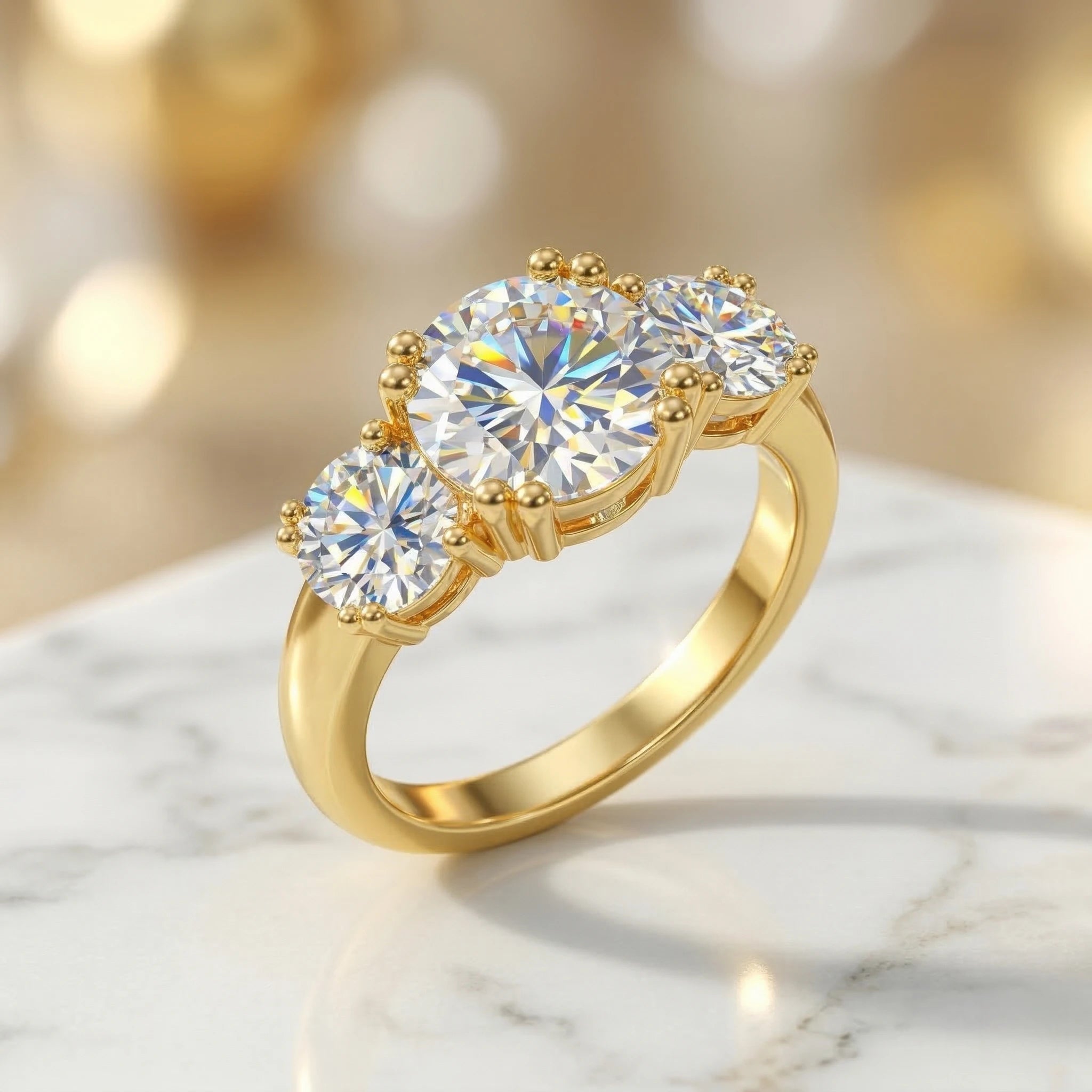 5cttw D Color Moissanite Ring, 925 Sterling Silver