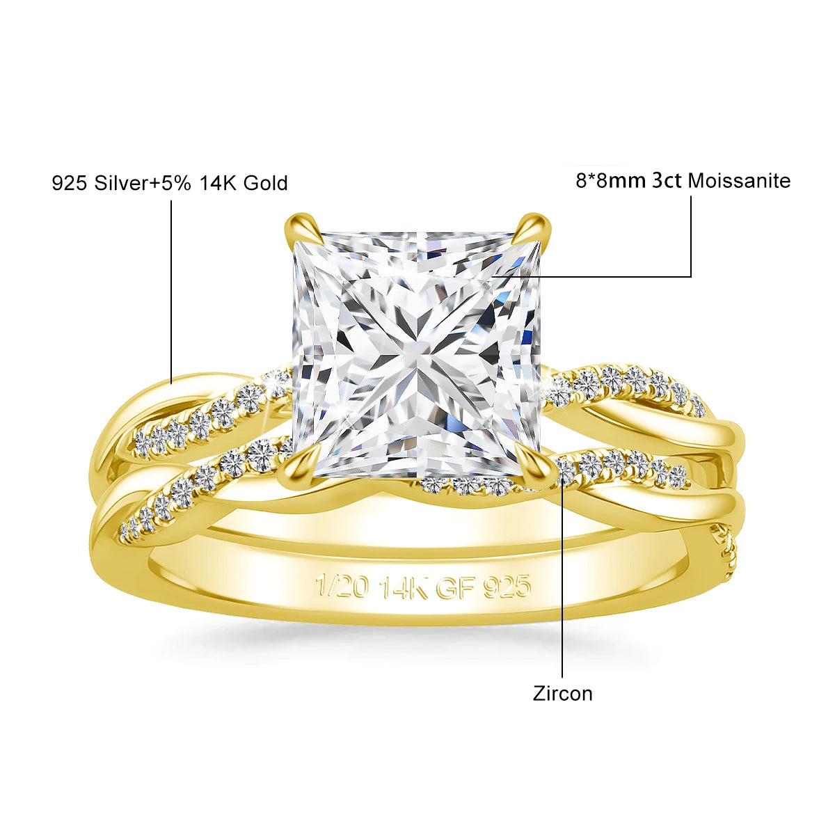 Sdoou Luxury 2pcs 14K Gold Filled Twisted Double