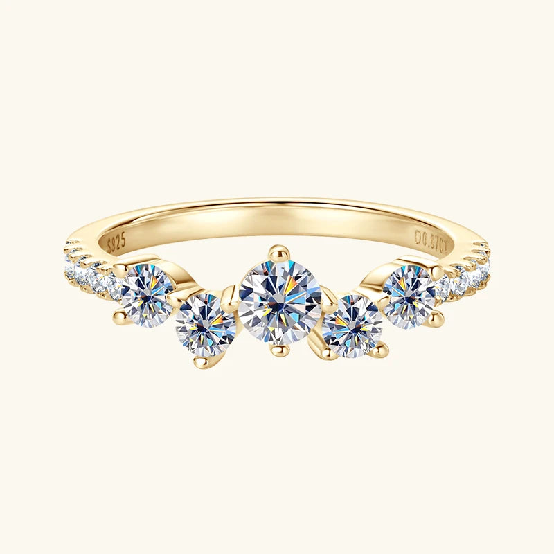 Anziw Real S925 Ring Cluster Moissanite Sterling - B Ring-Yellow / 5, B Ring-Yellow / 6, B Ring-Yellow / 7, B Ring-Yellow / 8, B Ring-Yellow / 9