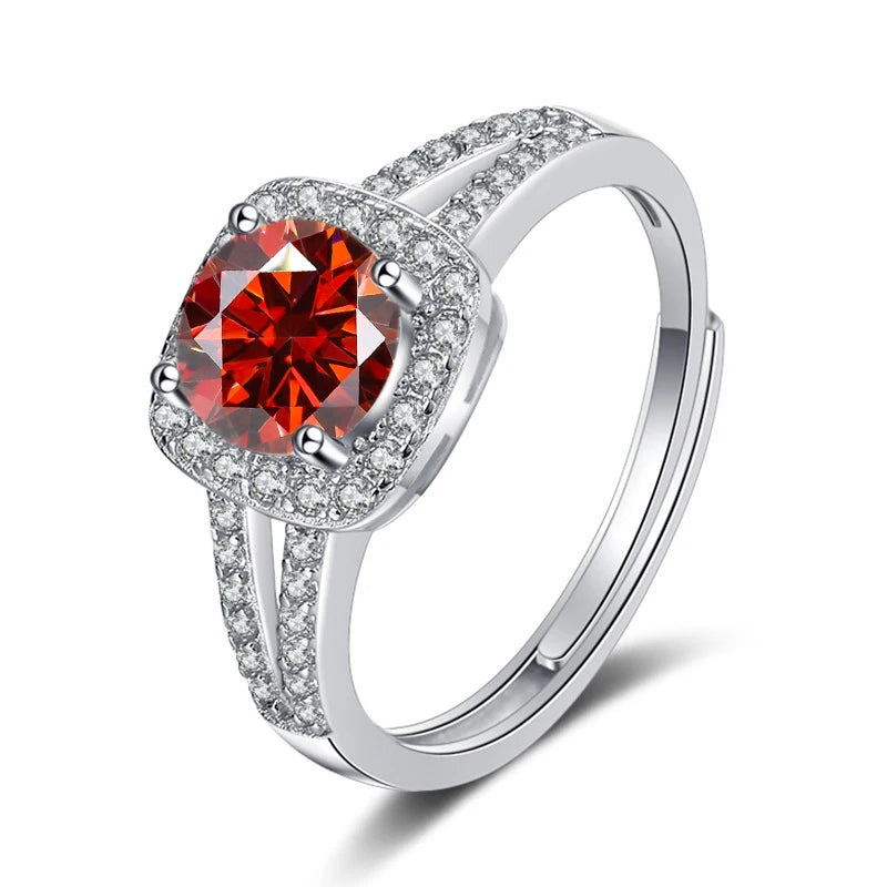 JoyceJelly 13-farbiger echter Moissanitring 1 Karat 6,5 MM