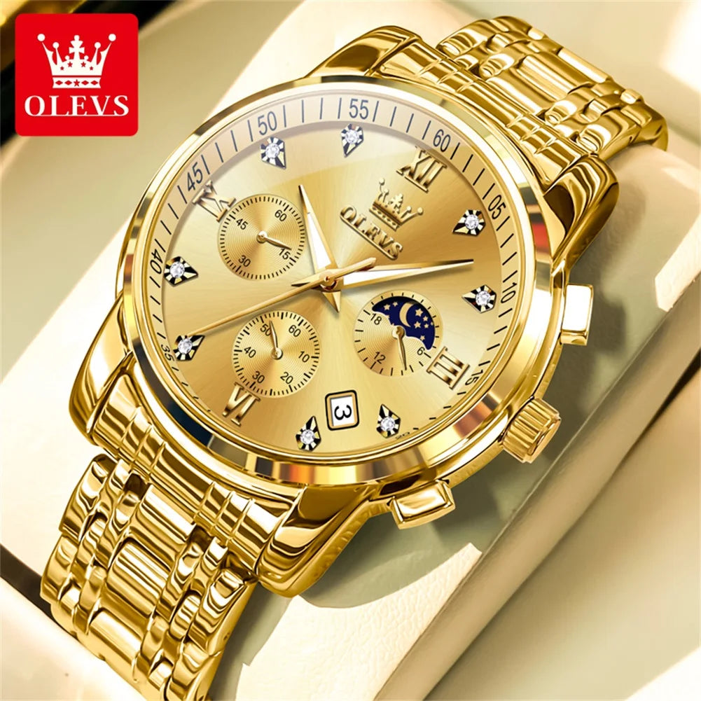 Olevs 2858 Men's Watches Stainless Steel Waterproo.