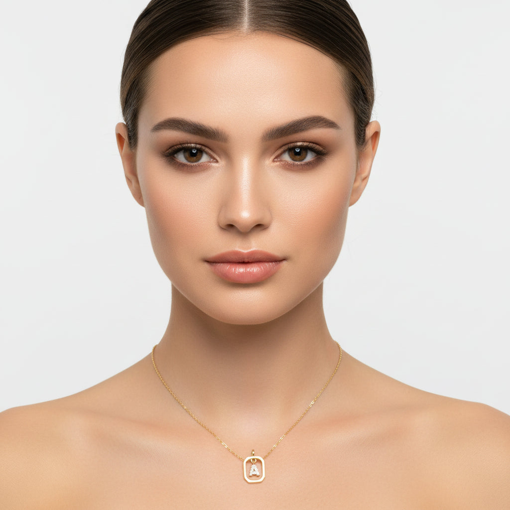 ANDYWEN 925 Sterling Silver Gold Inital Pendant Luxury