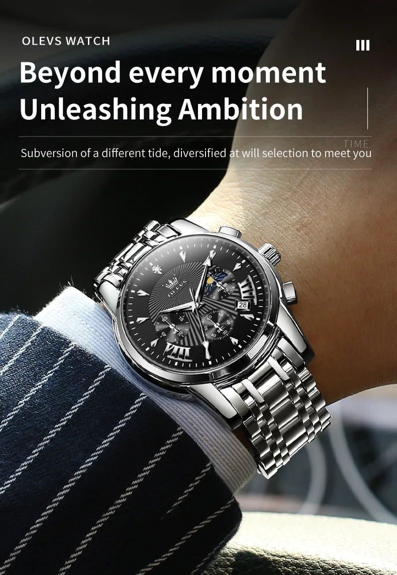 Olevs Men's Quartz Watches Top Brand Stainless.