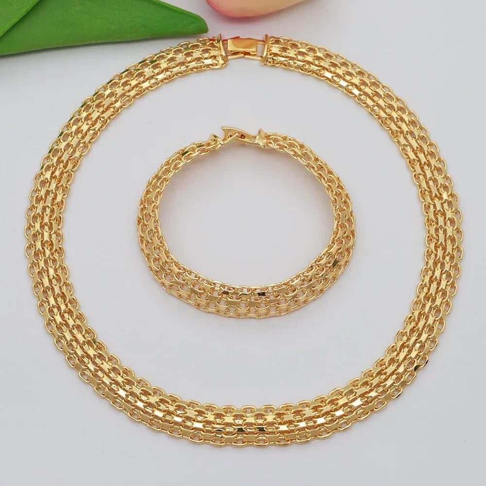 Dubai Luxury Handmade Women Jewelry Set 18k Gold-P