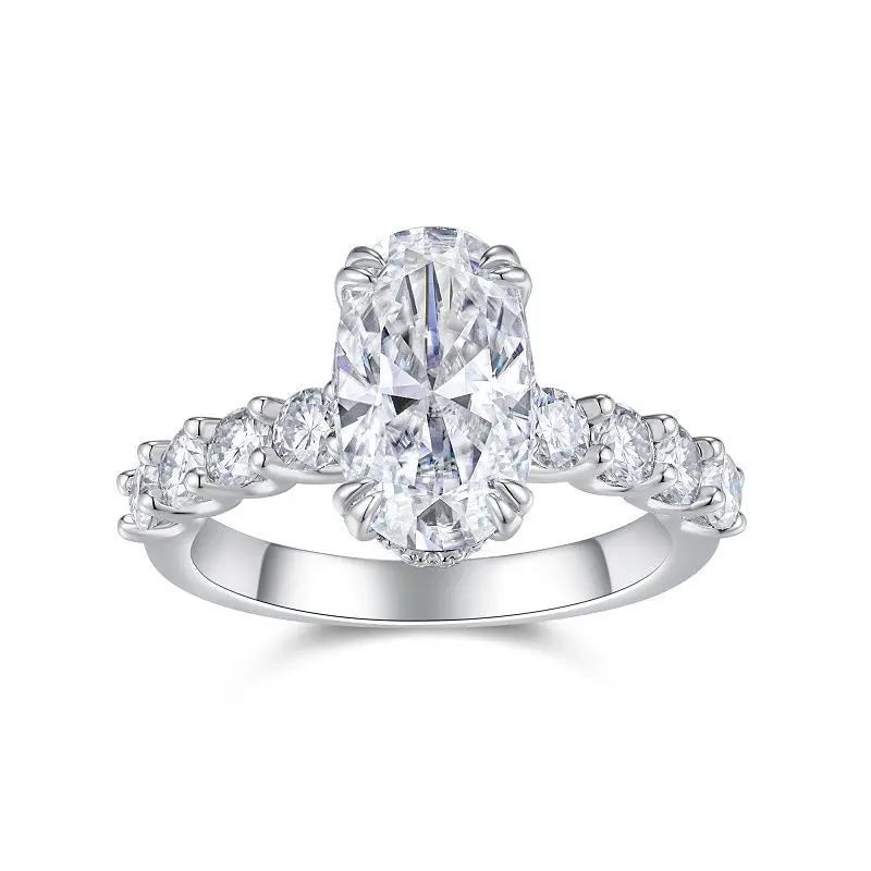 Super Flash 3ct 7x12MM Elliptical Moissanite Ring