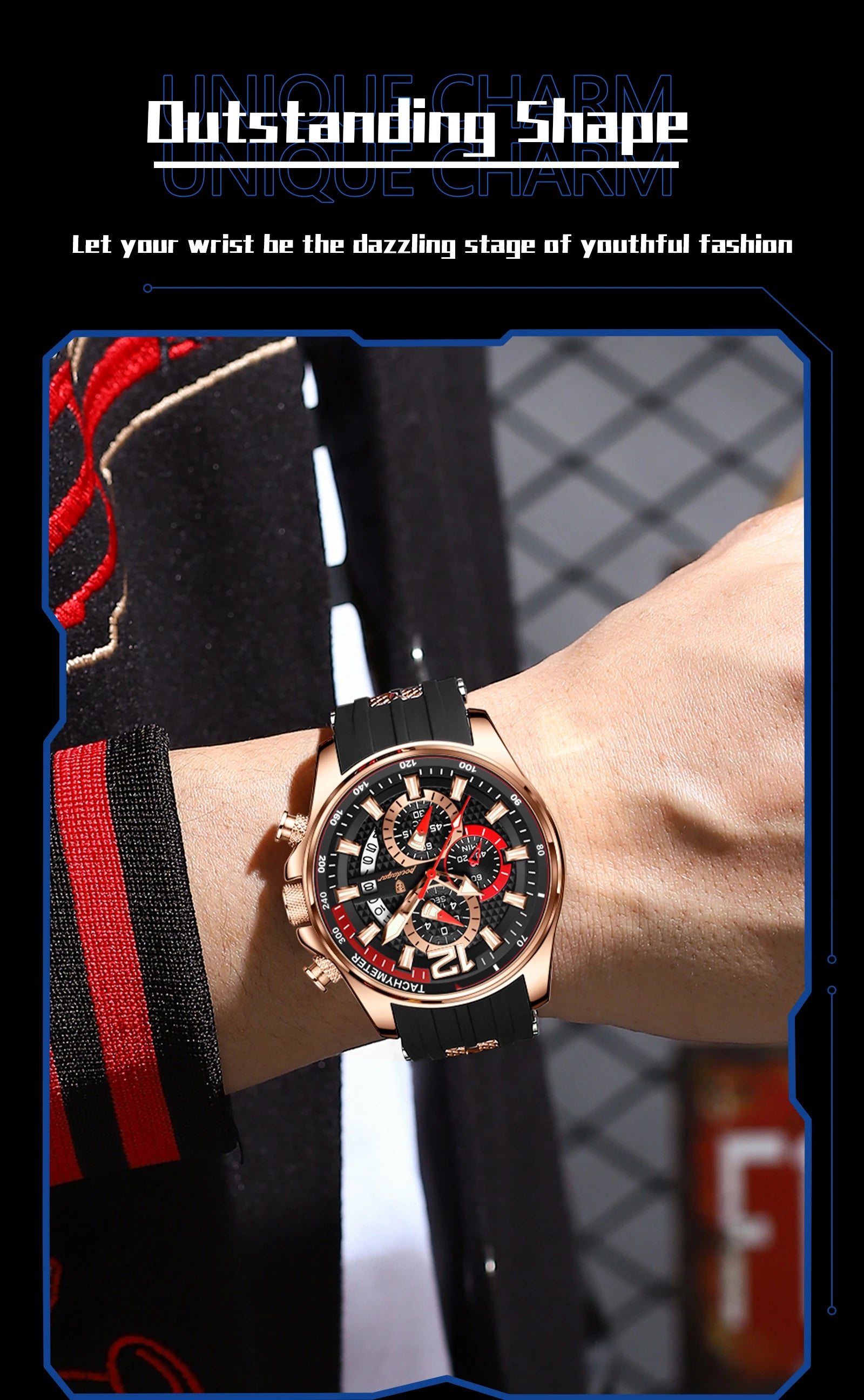 Poedagar Fashion Men Wristwatch Date Chronograph