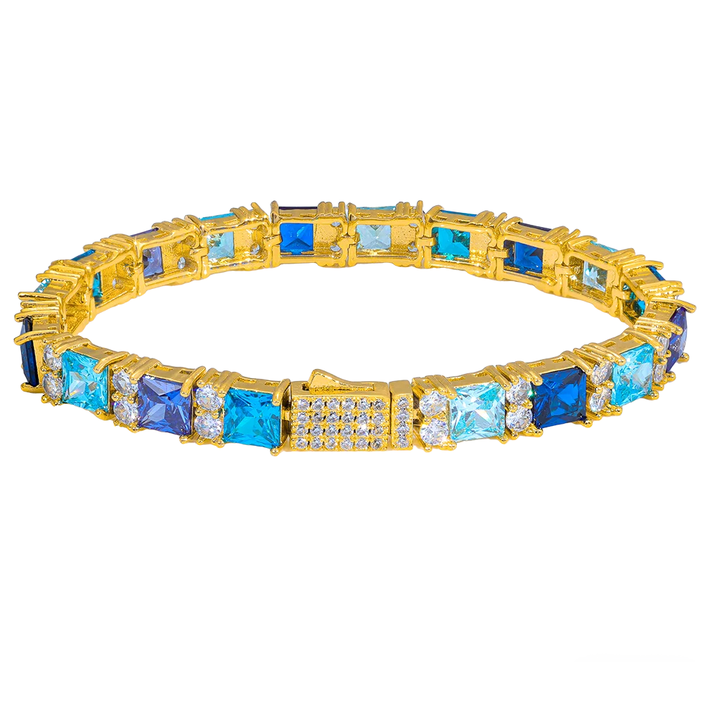 Hip Hop Iced Out Jewelry New 7MM Wide Inlaid Colorful - Gold Color 7MM / 8 inch(20.32cm), Gold Color 7MM / 7 inch(17.78cm), Gold Color 7MM / 20 inch(50.80cm), Gold Color 7MM / 18 inch(45.72cm)