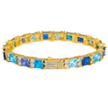 Hip Hop Iced Out Jewelry New 7MM Wide Inlaid Colorful - Gold Color 7MM / 8 inch(20.32cm), Gold Color 7MM / 7 inch(17.78cm), Gold Color 7MM / 20 inch(50.80cm), Gold Color 7MM / 18 inch(45.72cm)