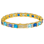Hip Hop Iced Out Jewelry New 7MM Wide Inlaid Colorful - Gold Color 7MM / 8 inch(20.32cm), Gold Color 7MM / 7 inch(17.78cm), Gold Color 7MM / 20 inch(50.80cm), Gold Color 7MM / 18 inch(45.72cm)