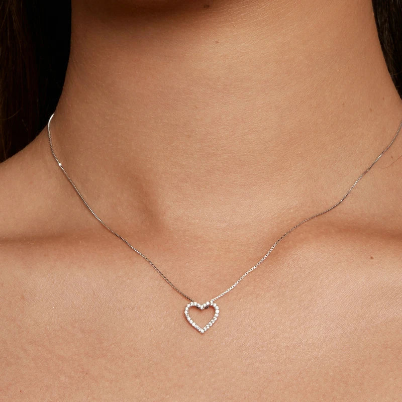 Bamoer U Heart Moissanite Necklace 925 Sterling Silver