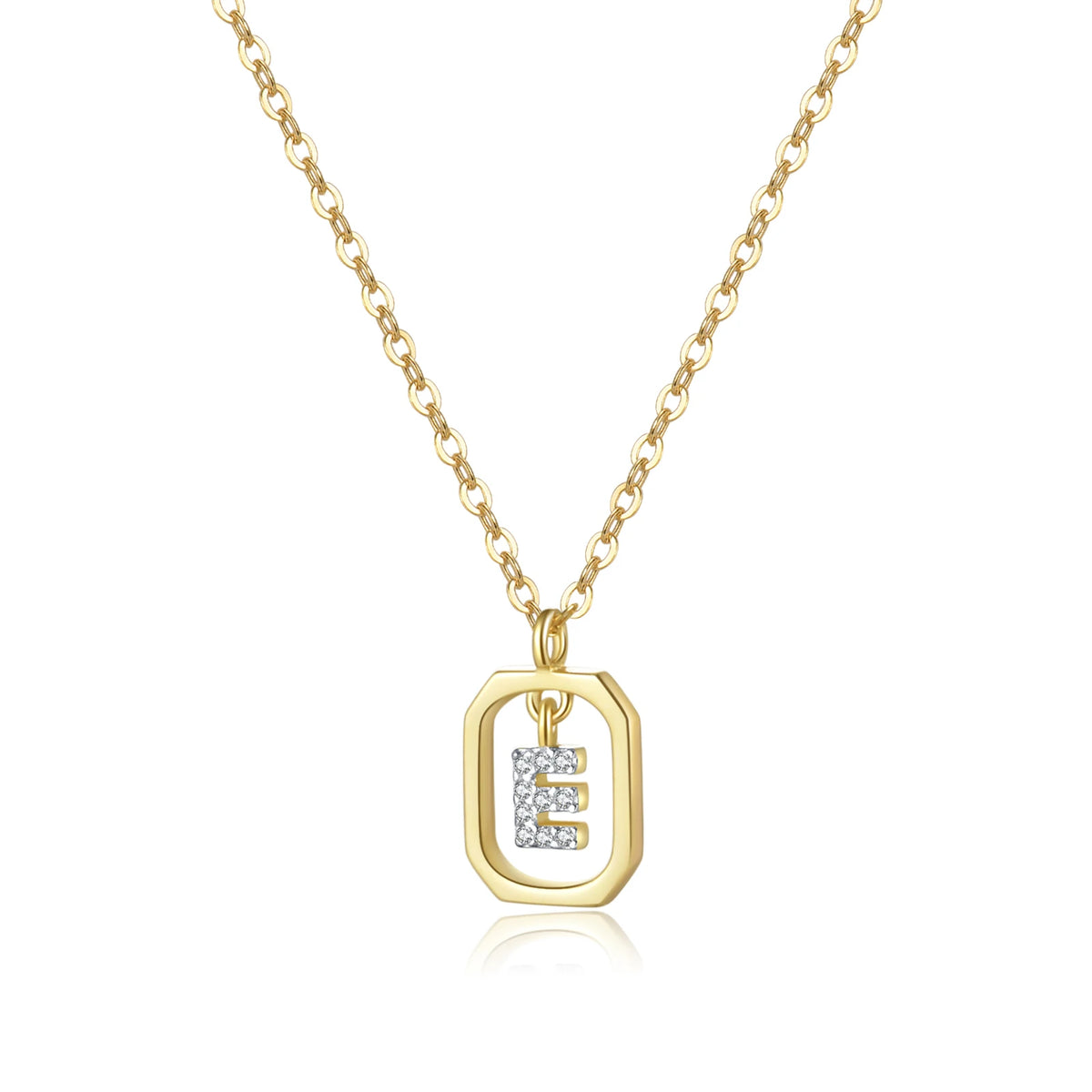 ANDYWEN 925 Sterling Silver Gold Inital Pendant Luxury - Gold E