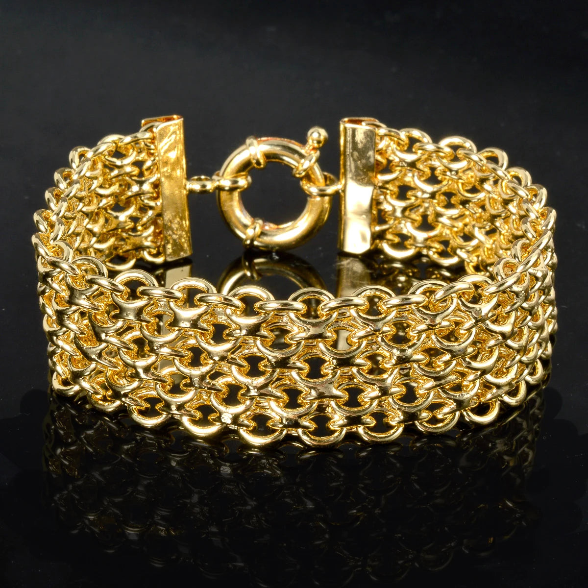 New 18MM wide copper chain bracelet unisex 18K gold - SY-H259-8in