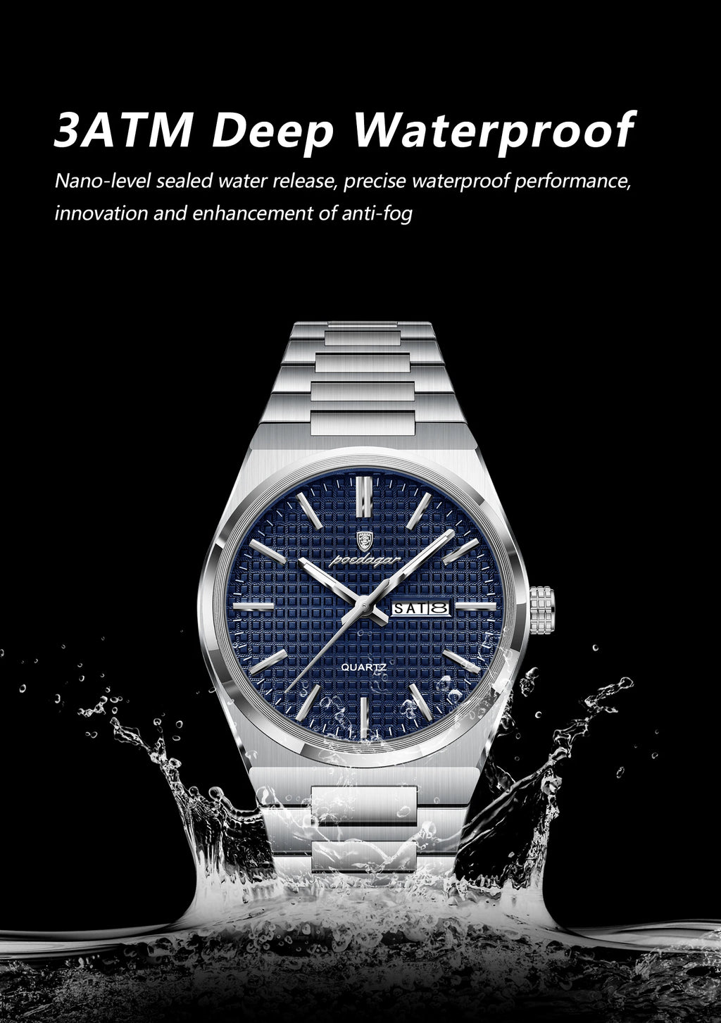 Poedagar Original Luxury Men Clock Waterproof