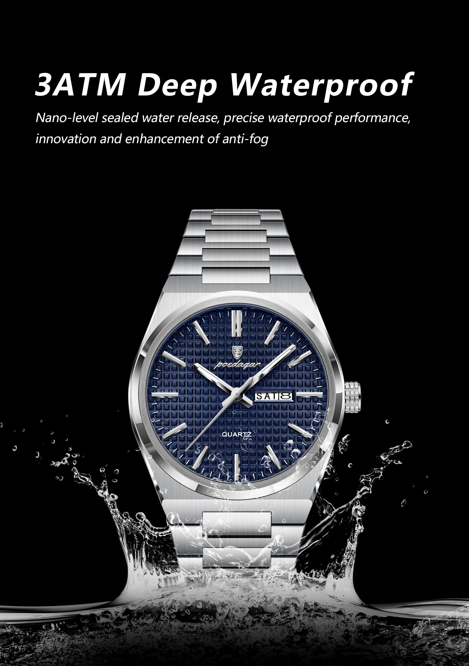 Poedagar Original Luxury Men Clock Waterproof