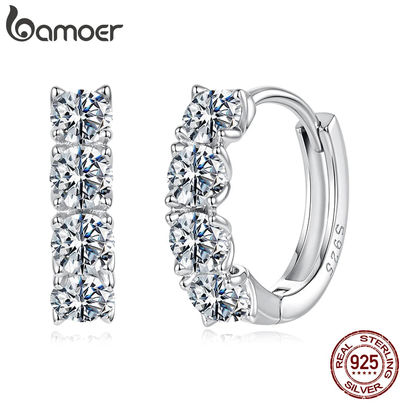 BAMOER Elegant Moissanite Stud Earrings