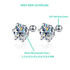 TY 0.3-2CT Moissanite Earrings 925 Sterling Silver