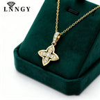 Lnngy Luxury Shiny Four-Leaf Flower Pendant Necklace