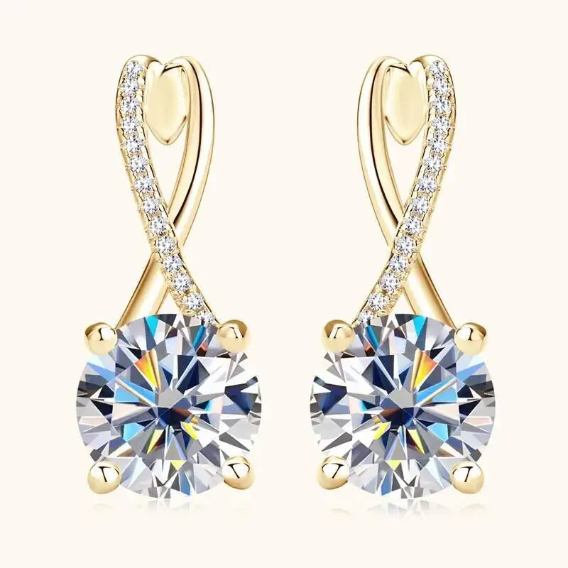 Taoyu D2.0CT Moissanite Drop Hie Earrings Real Silver