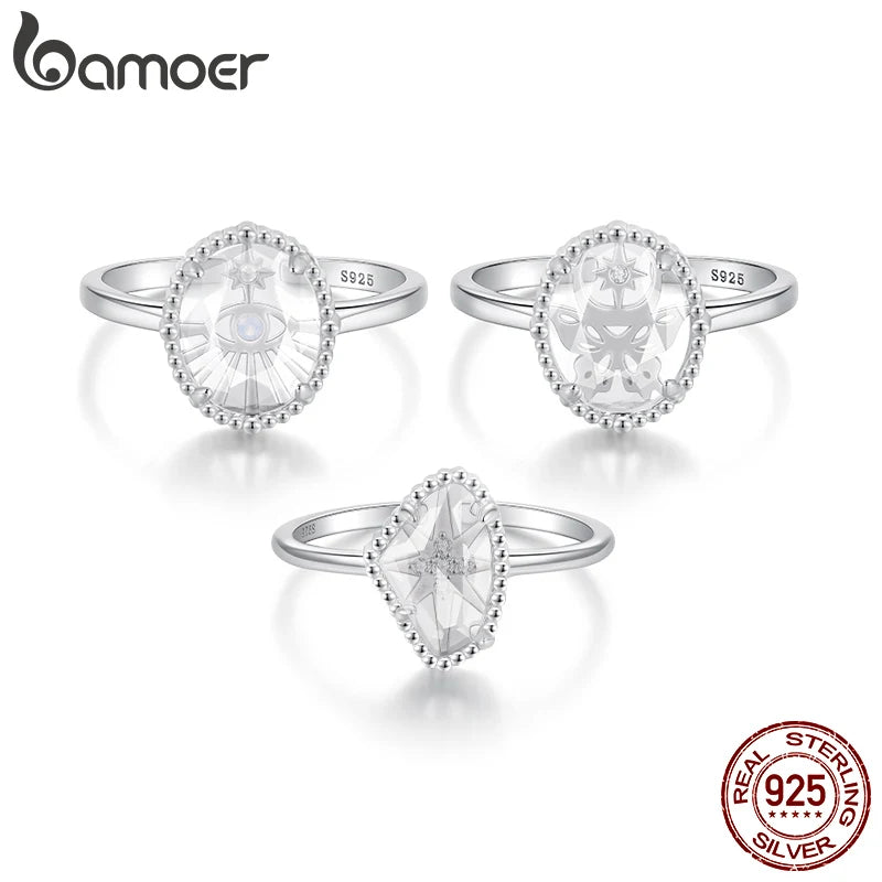 Bamoer 925 Sterling Silver Geometric rings