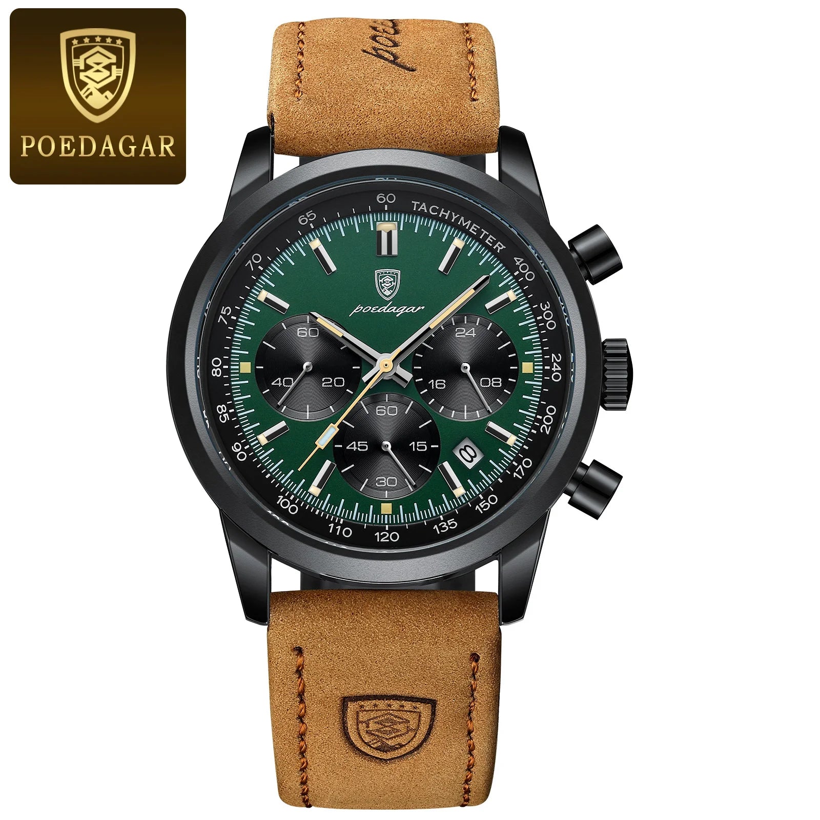 POEDAGAR Top Brand Men's Quartz Watch Waterproof - 921 Black Green