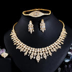 ThreeGraces 4PCS Sparkling Cubic Zirconia Gold.